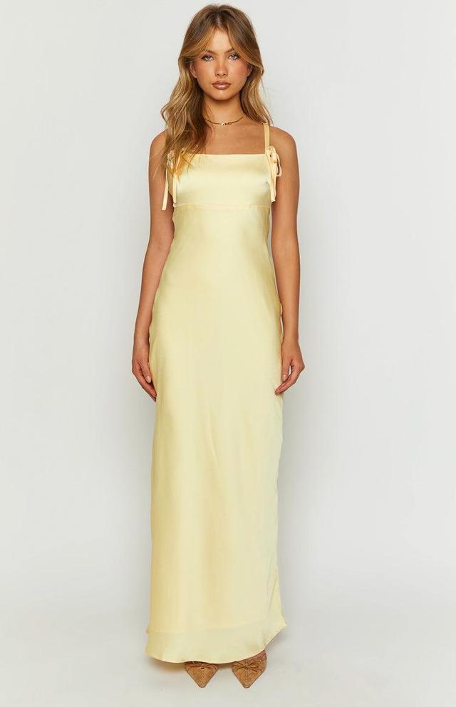 Zya Yellow Satin Maxi Dress Product Image