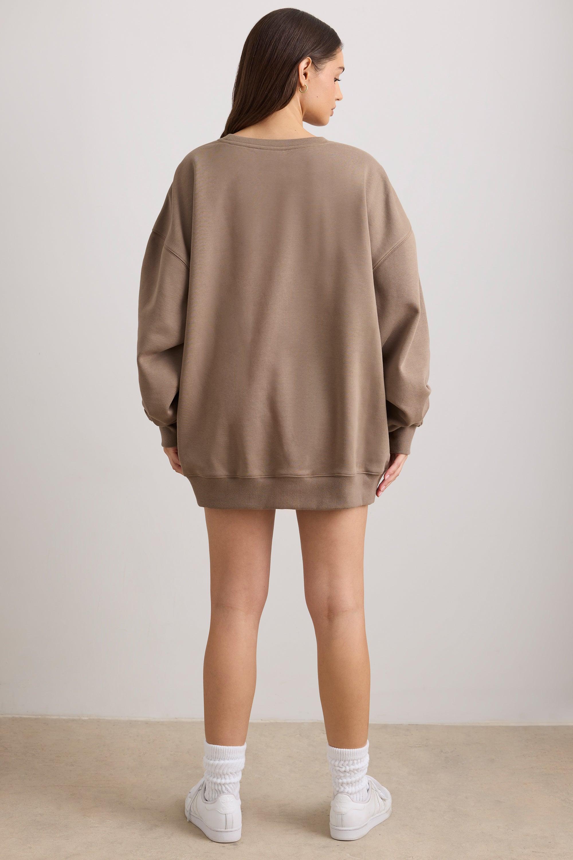 Oversized Crew Neck Sweatshirt in Espresso Product Image