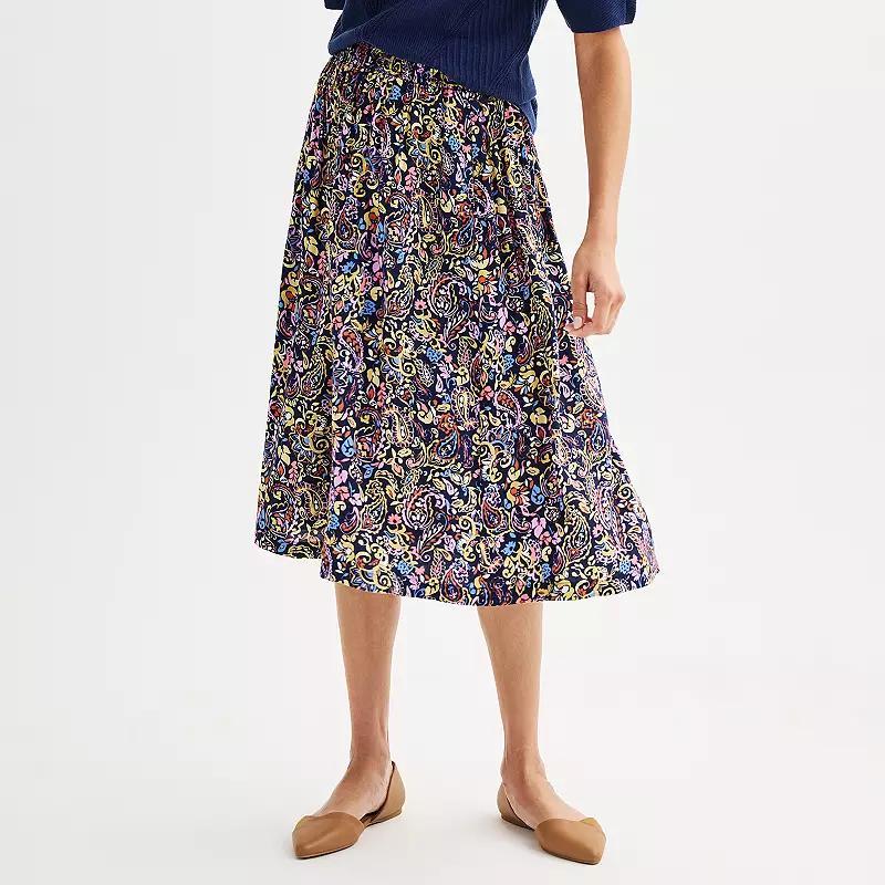 Womens Croft & Barrow Elastic Waist Midi Skirt Product Image