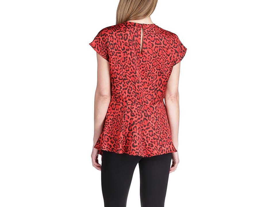 MICHAEL Michael Kors Wildcat Asymmetrical Hank Hem Top (Crimson) Women's Clothing Product Image