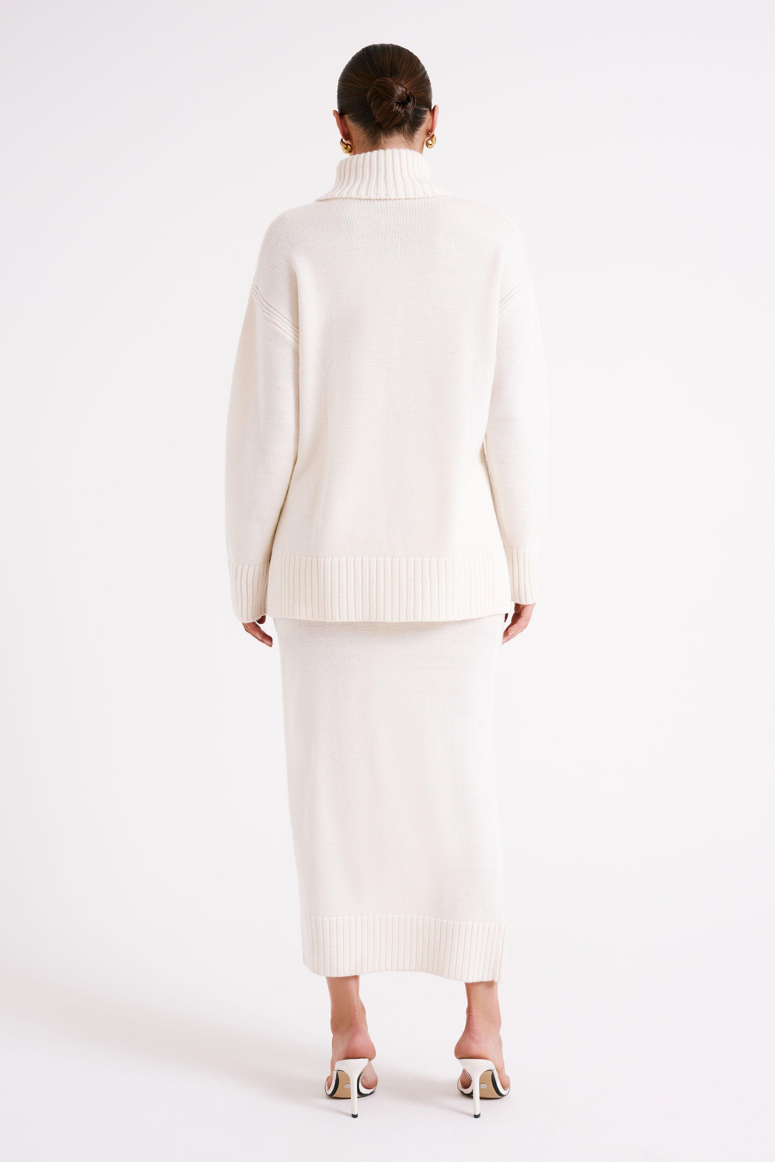 Brittany Knit Midi Skirt - Ivory Product Image