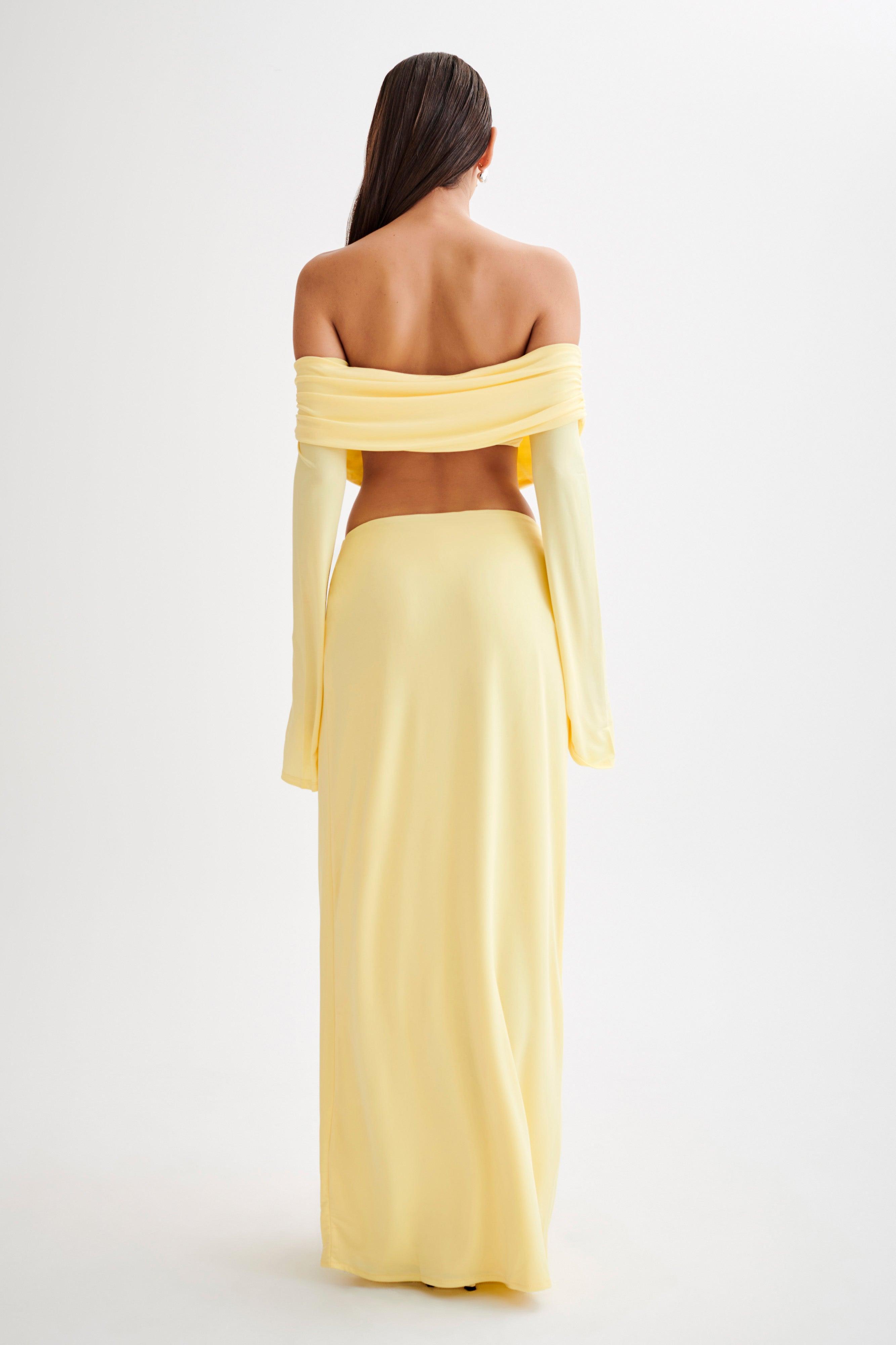 Suri Slinky Maxi Skirt With Silver Hardware - Yellow Product Image