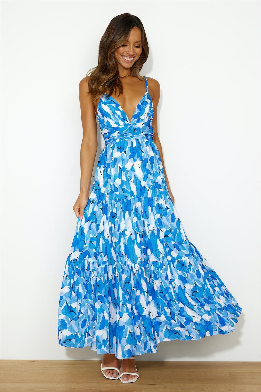 Bloom Beachside Maxi Dress Blue  Product Image