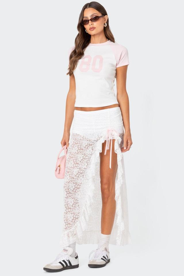 Ruffled Sheer Lace Maxi Skort Product Image