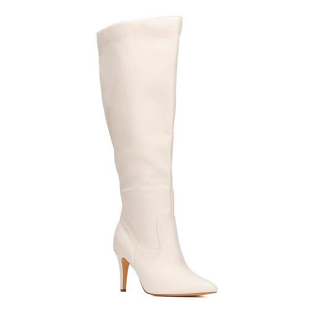 Fashion to Figure Lisette Womens Extra Wide Calf Knee-High Boots Ivory Product Image