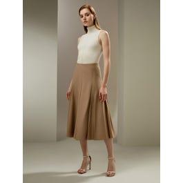 Pleated Merino Wool Midi Skirt Product Image