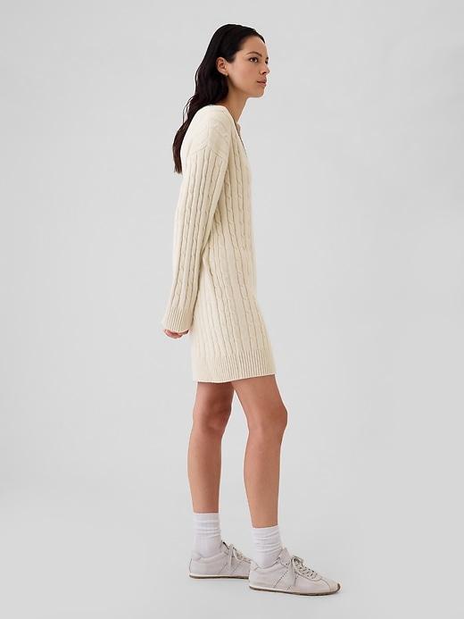 CashSoft Varsity Cable-Knit Mini Sweater Dress Product Image