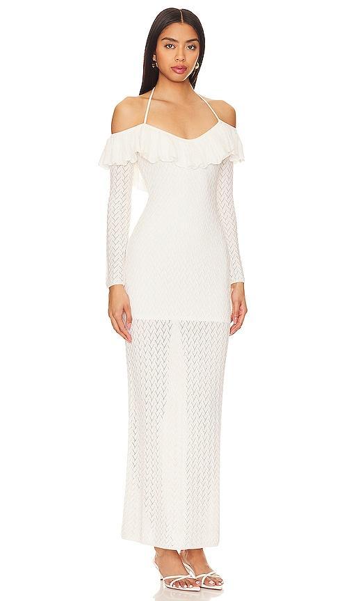 LPA Lexie Ruffle Maxi Dress in Ivory. Size M, S, XXS. Product Image