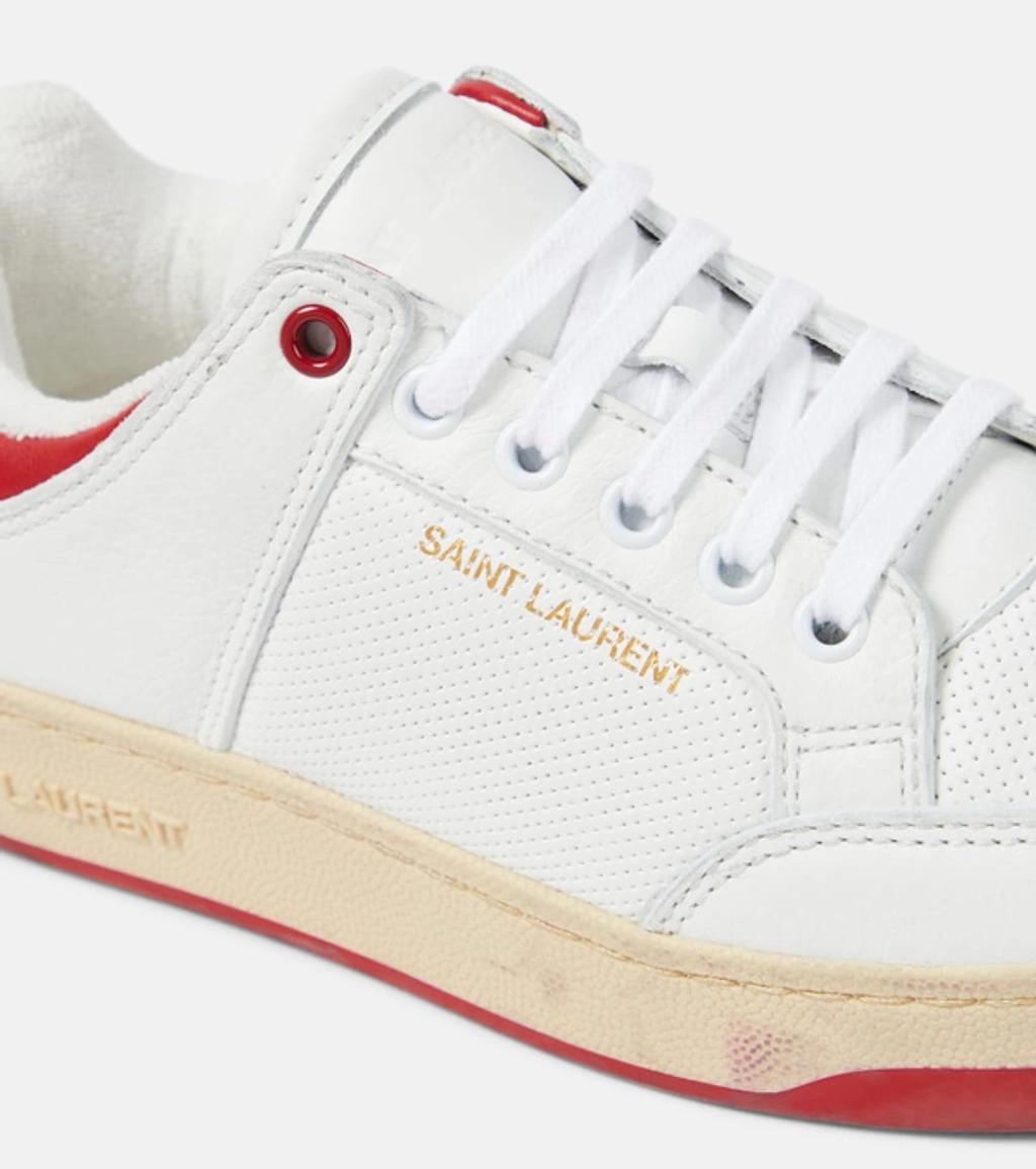 Women's Sl/61 Sneakers In Grained Leather In White And Vintage Red Product Image