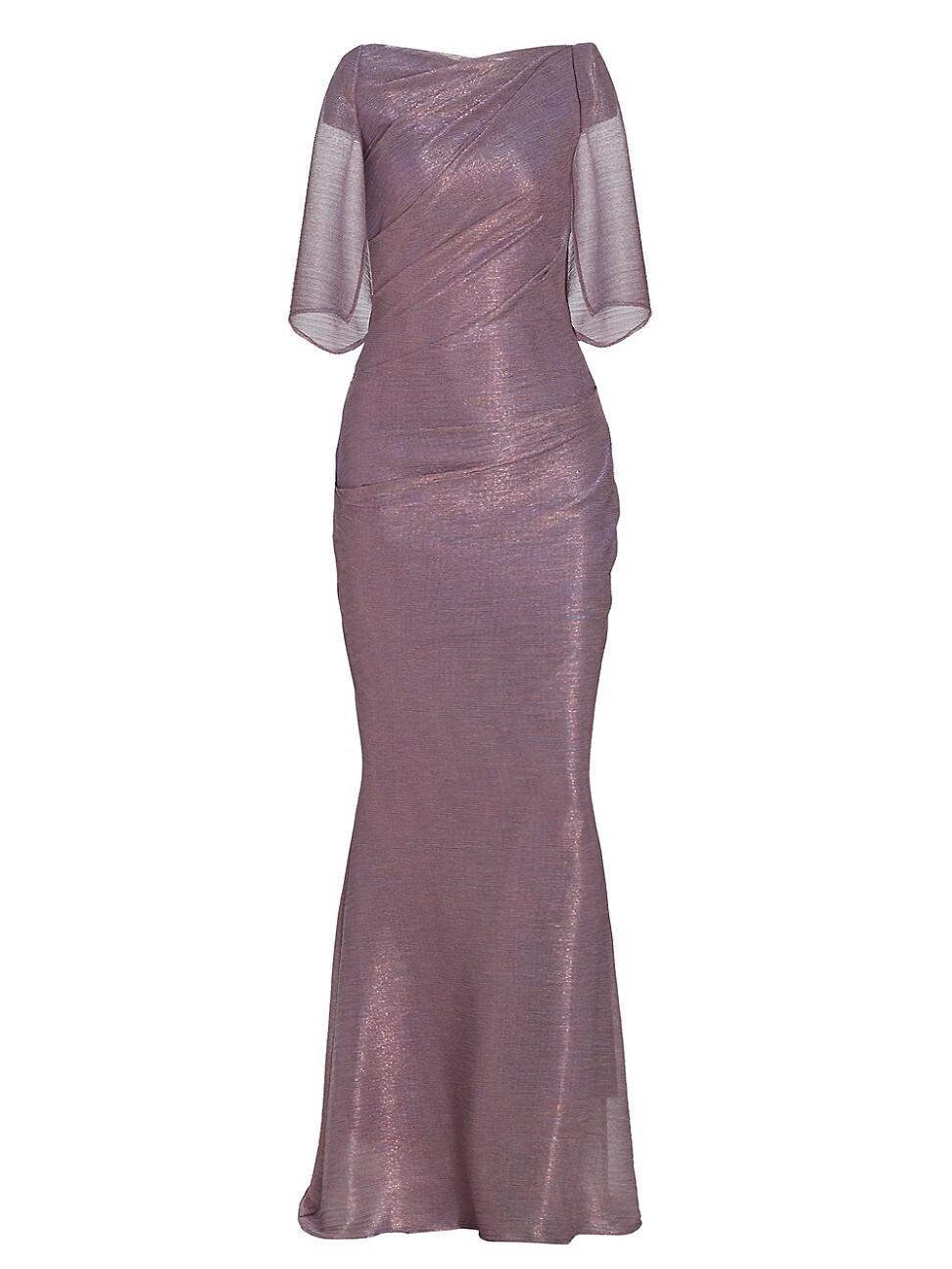 Womens Stardust Metallic Cape-Sleeve Gown Product Image