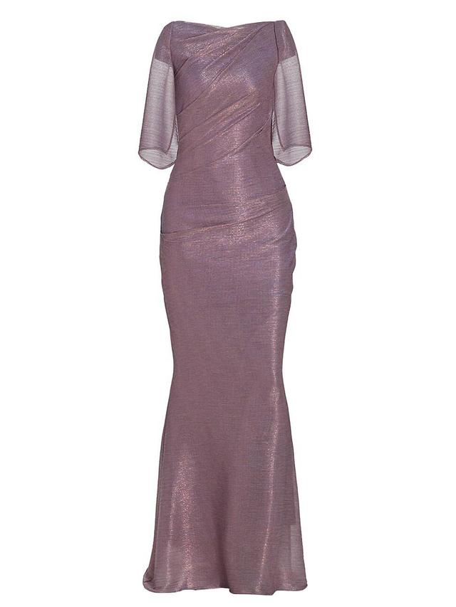 Womens Stardust Metallic Cape-Sleeve Gown Product Image