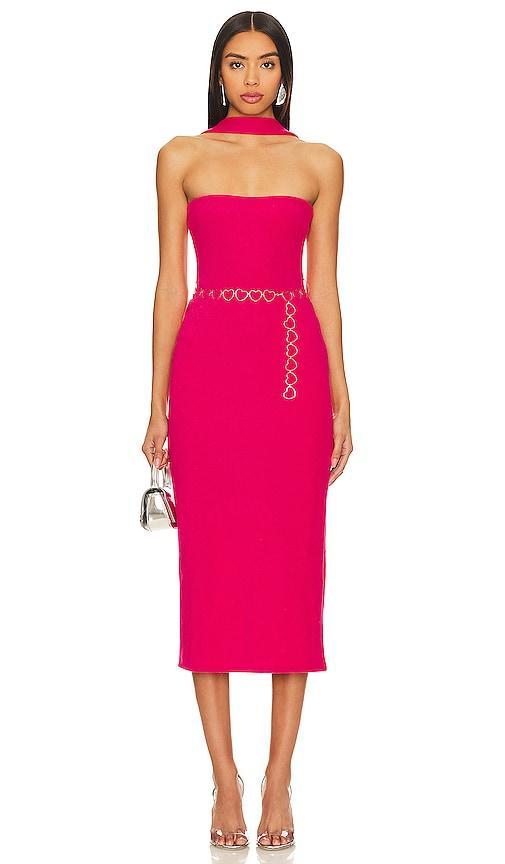 Lovers and Friends Dominique Midi Dress in Dark Pink Product Image