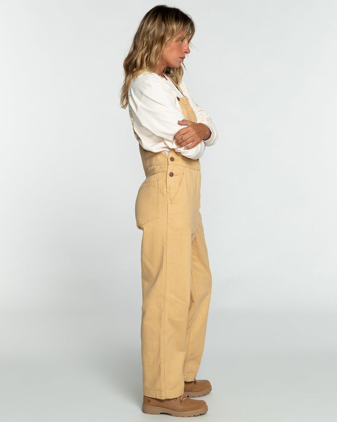 Casual Morning Wide Leg Overalls - Latte Female Product Image