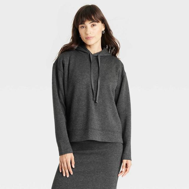 Womens Leisure Studio Knit Hoodie - Universal Thread Charcoal XS Product Image