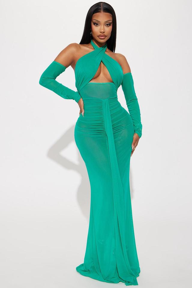 Jade Sheer Mesh Maxi Dress - Green Product Image