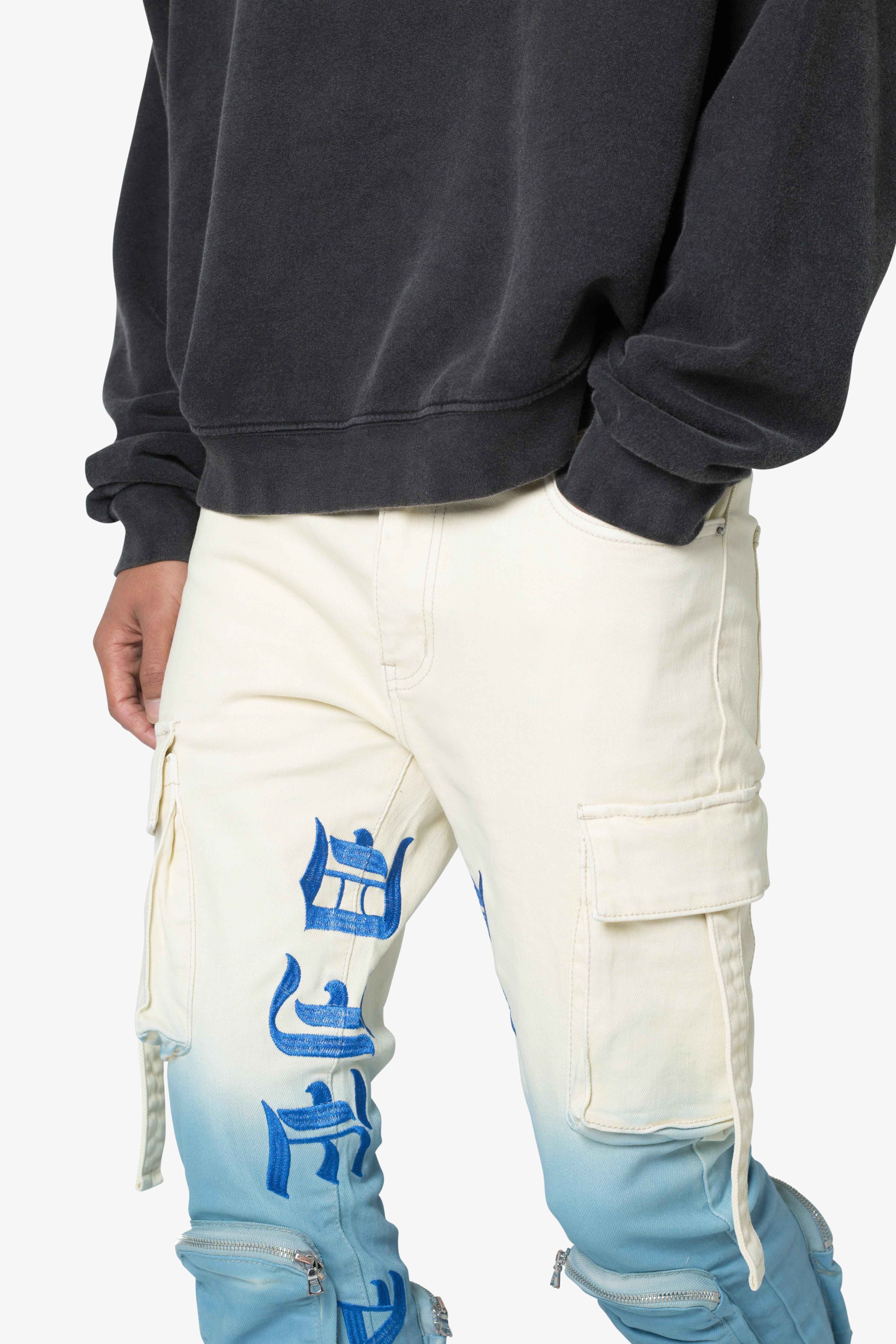 X634 Cargo Skinny Stacked Denim - Blue/White Product Image