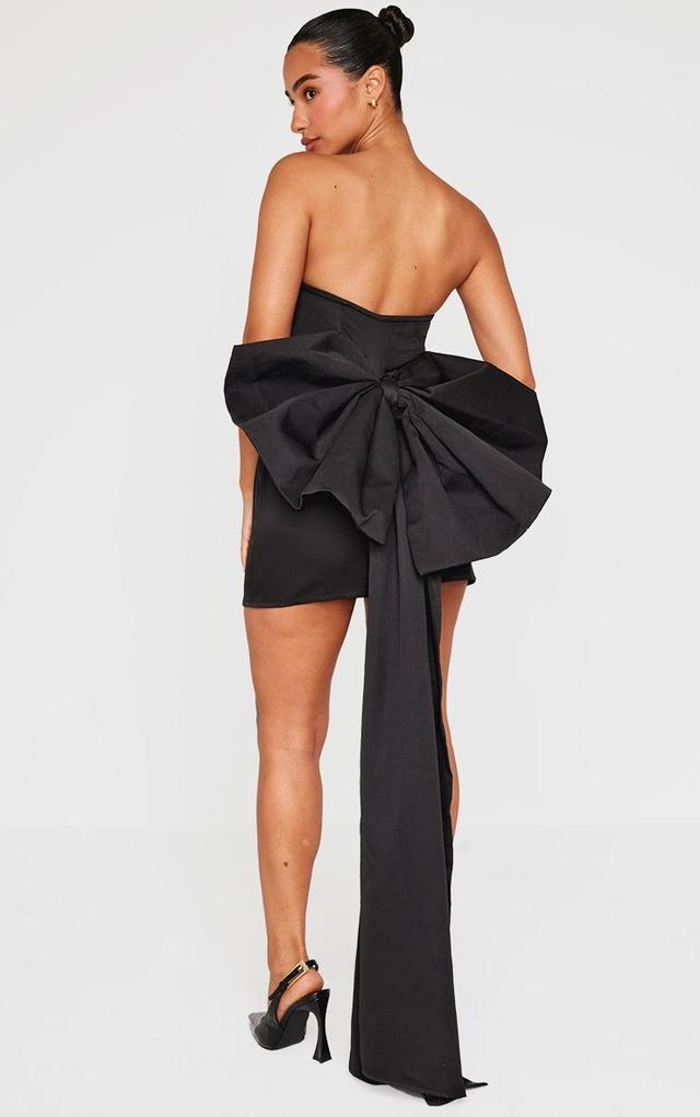 Petite Black Bandeau Bow Detail Mini Dress Product Image