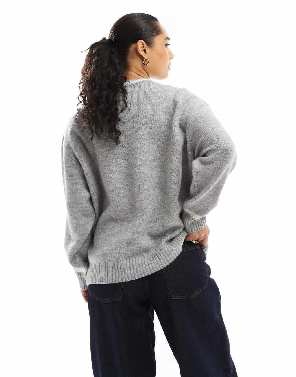 Stradivarius 08 sweater in gray  Product Image