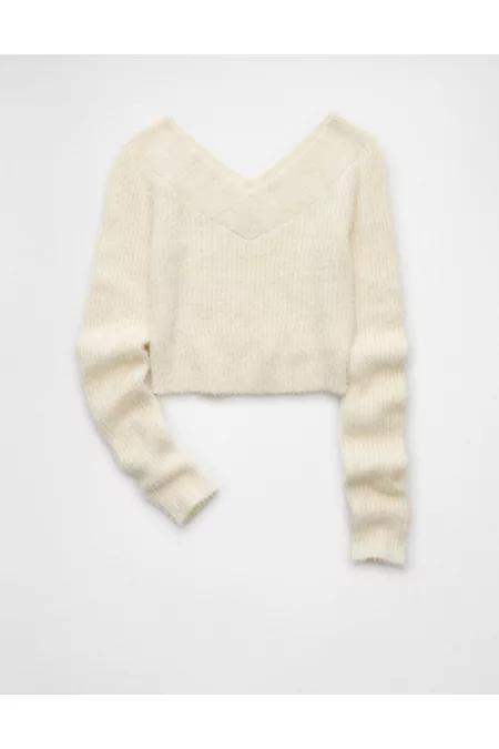 AE Cropped Open V-Neck Sweater Women's Product Image