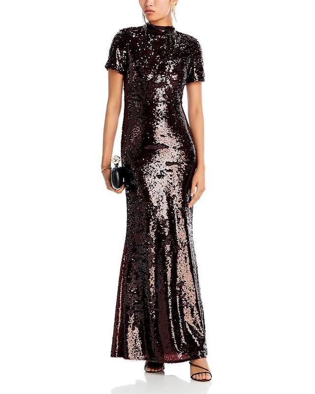 Self-Portrait Mock Neck Sequin Gown Product Image