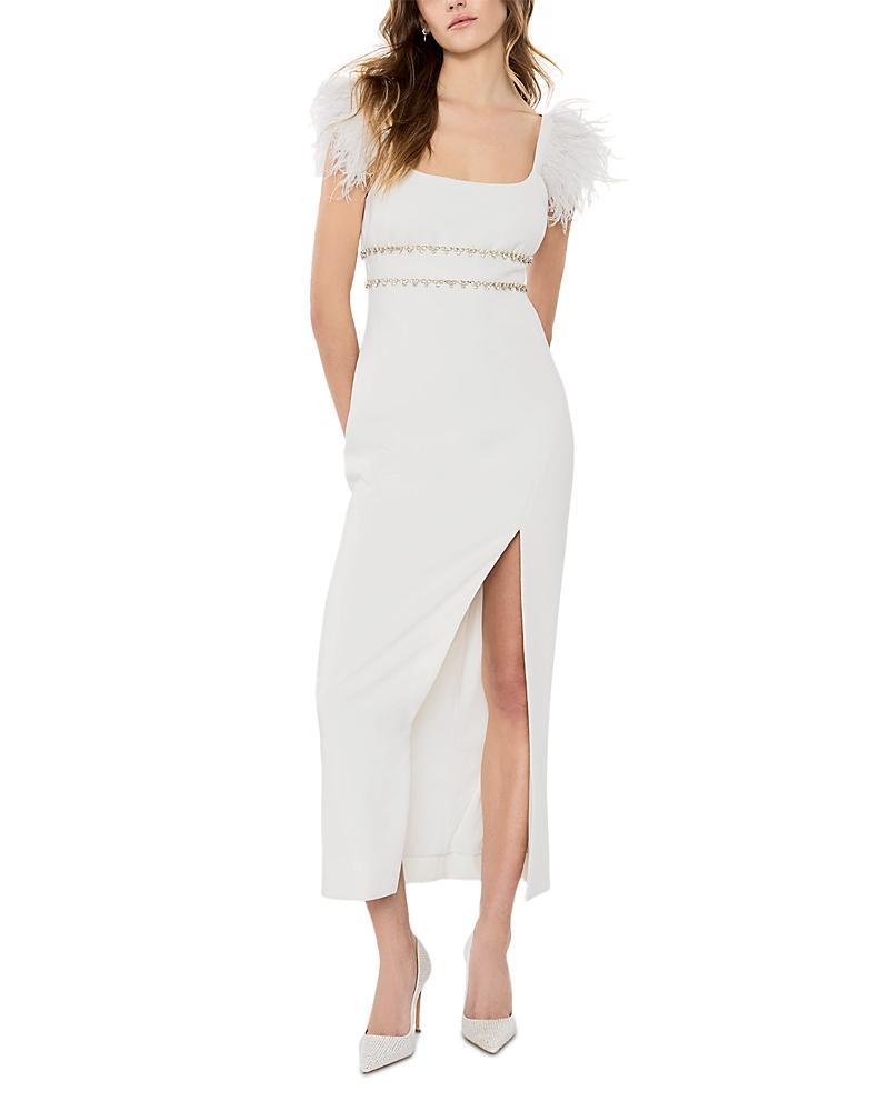 Womens Prima Crystal & Feather Midi-Dress Product Image