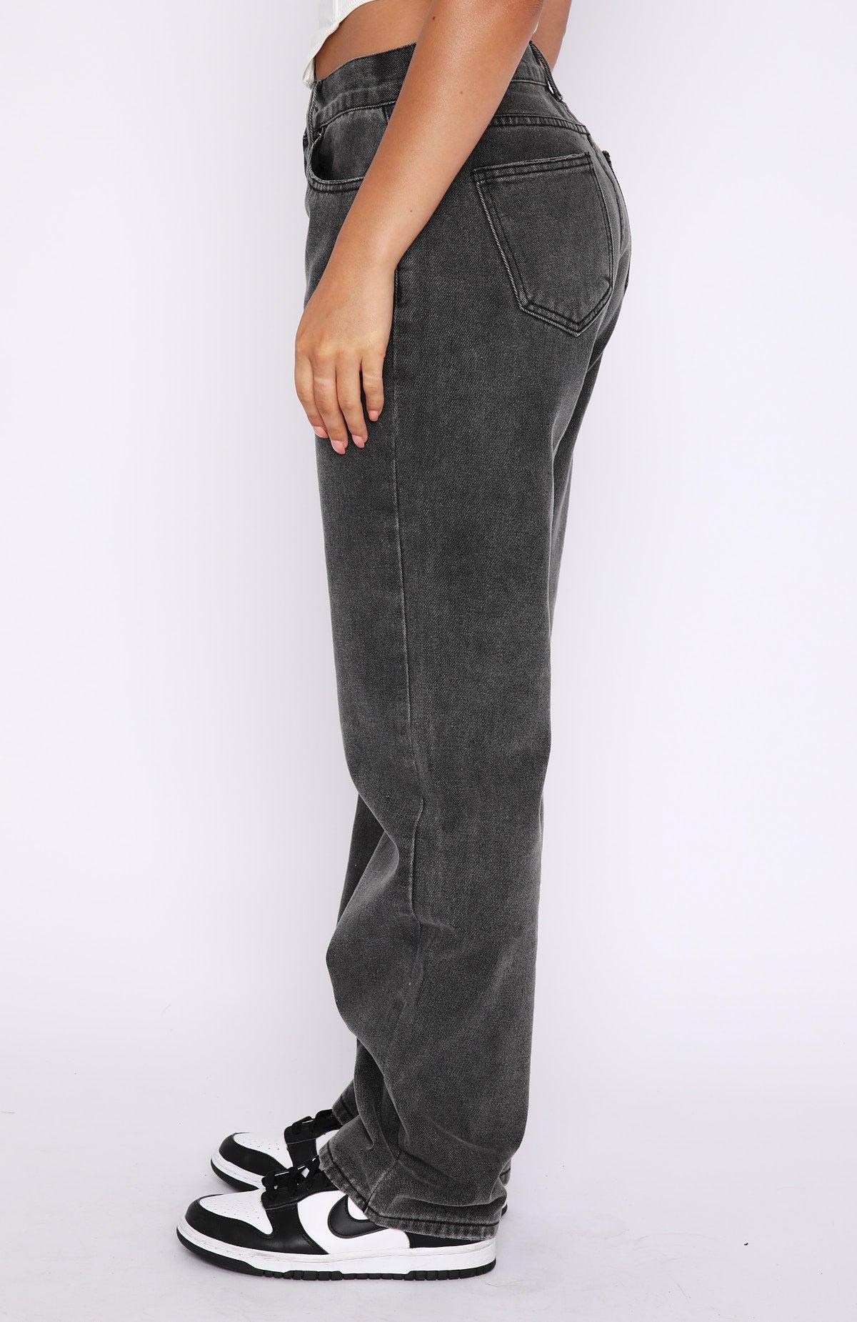 Fashion Society Mid Rise Straight Leg Jeans Acid Black Product Image