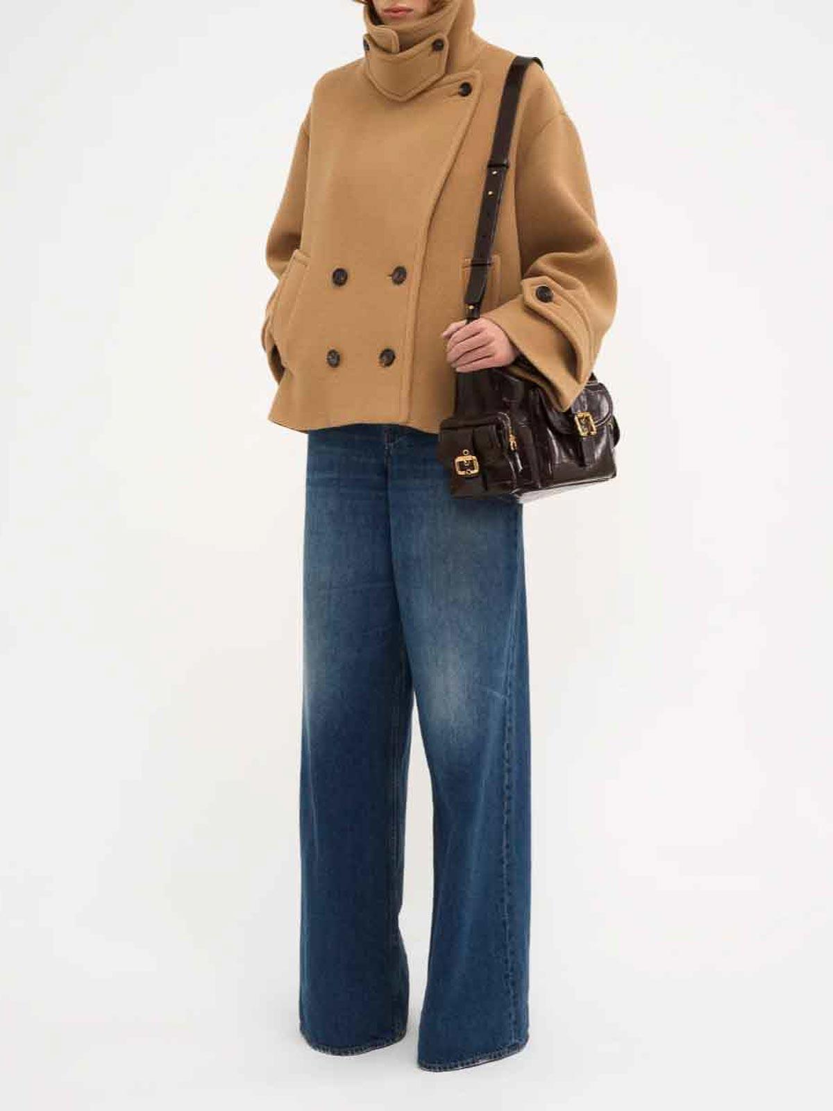 CHLOÉ Double-breasted Wool Jacket In Nude & Neutrals Product Image