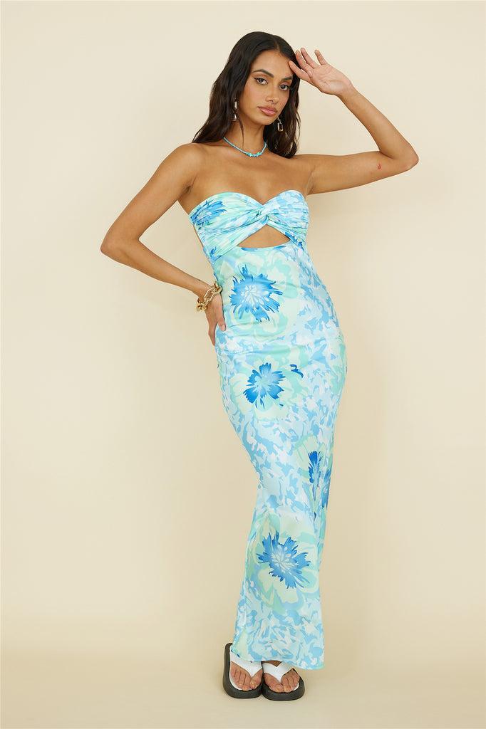 Summer Fairytale Maxi Dress Blue Floral Product Image