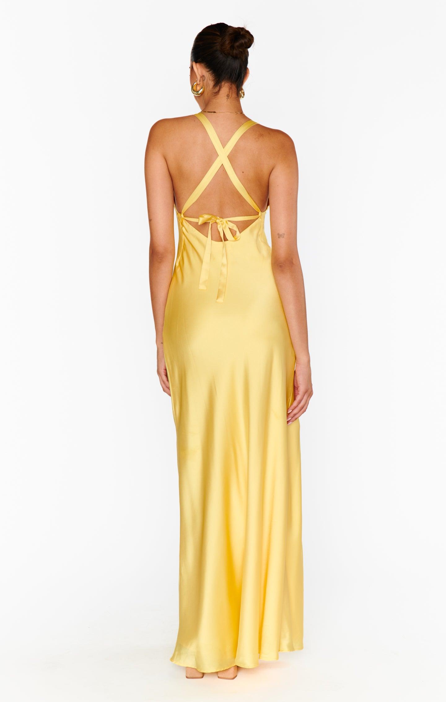 Anderson Maxi Dress ~ Yellow Luxe Satin Product Image