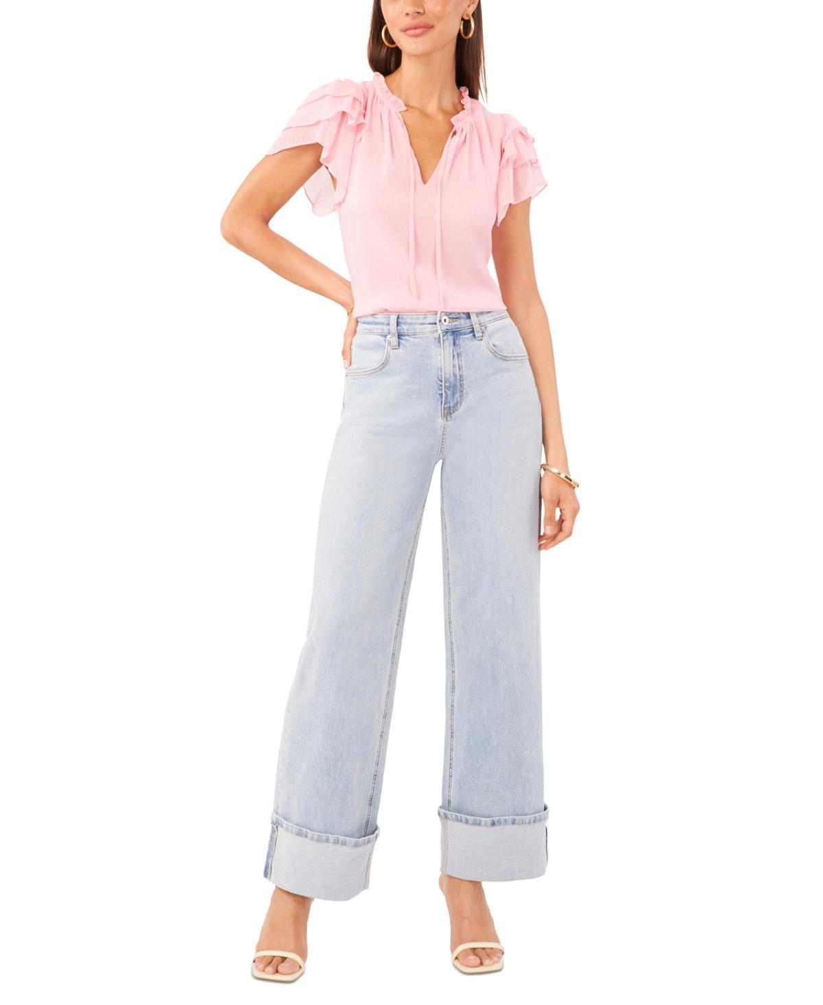 1.state Womens Denim Roll-Cuff Wide-Leg Jeans Product Image