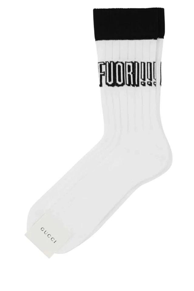 White Stretch Cotton Blend Socks Product Image