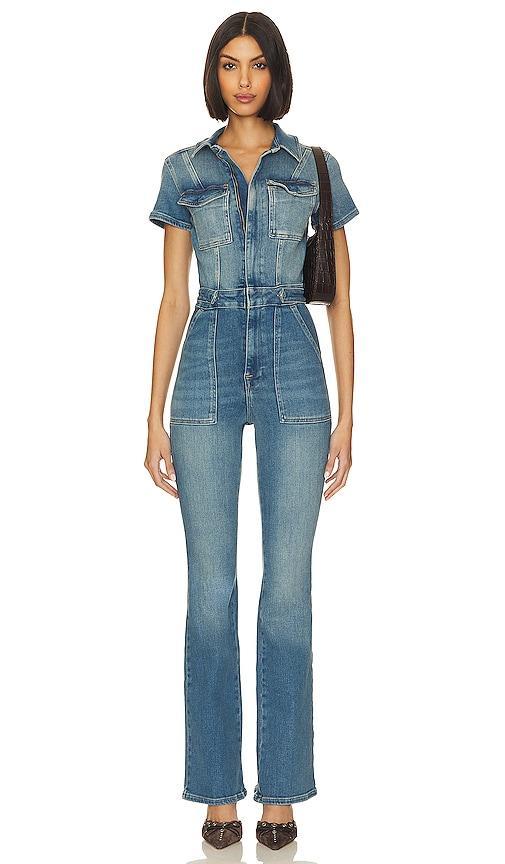 Womens Fit For Success Boot-Cut Denim Jumpsuit product image