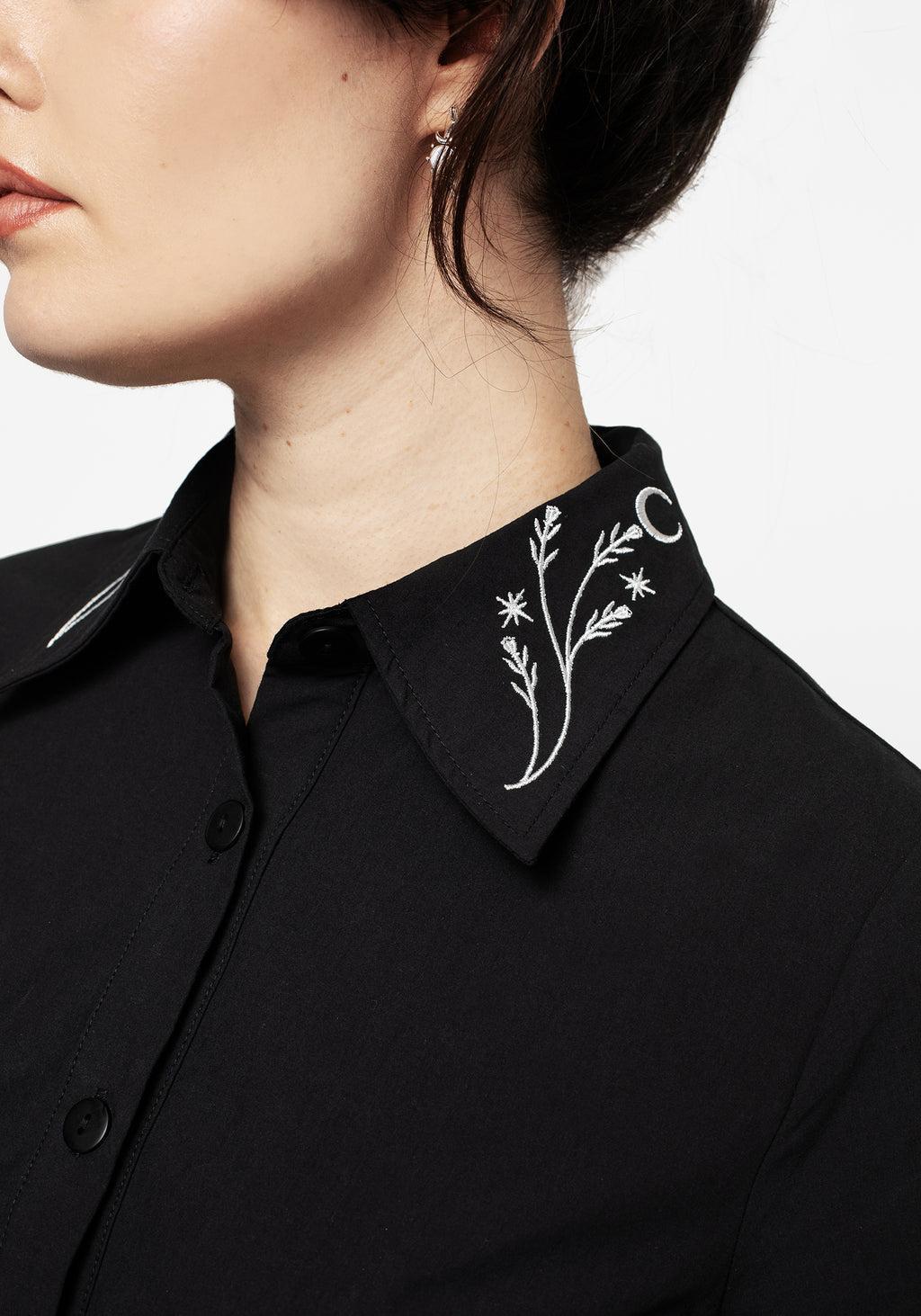 Goodfellow Embroidered Collar Midi Shirt Dress Product Image