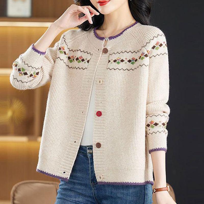 Patterned Ribbed Cardigan Product Image