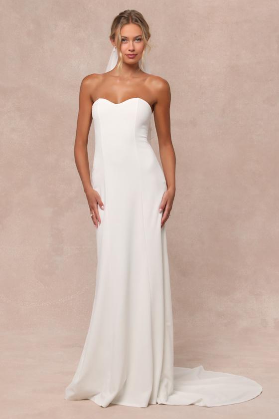 Romantic Vision White Pearl Strapless Maxi Dress Product Image