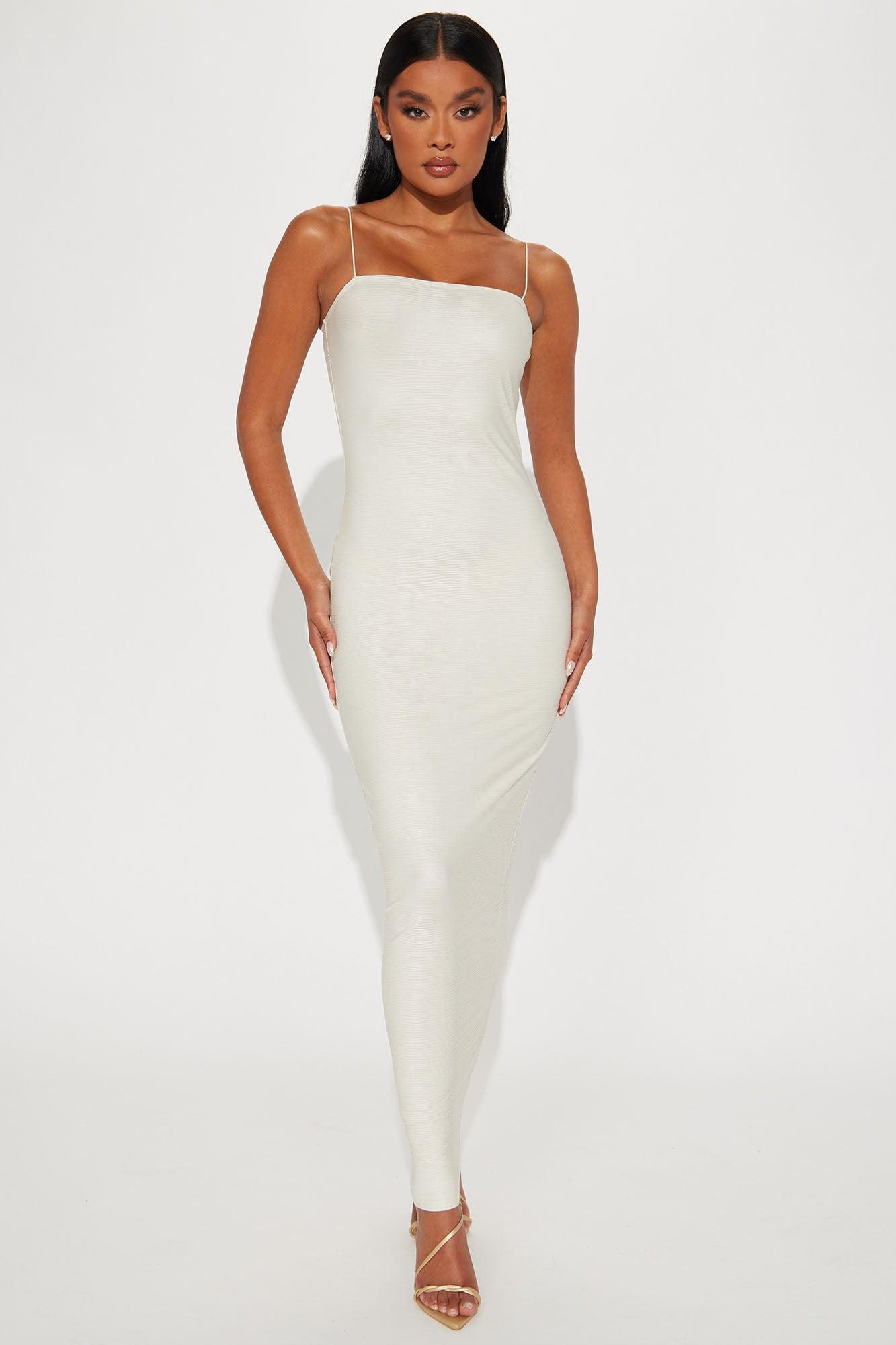 Jaylan Textured Maxi Dress - Cream Product Image