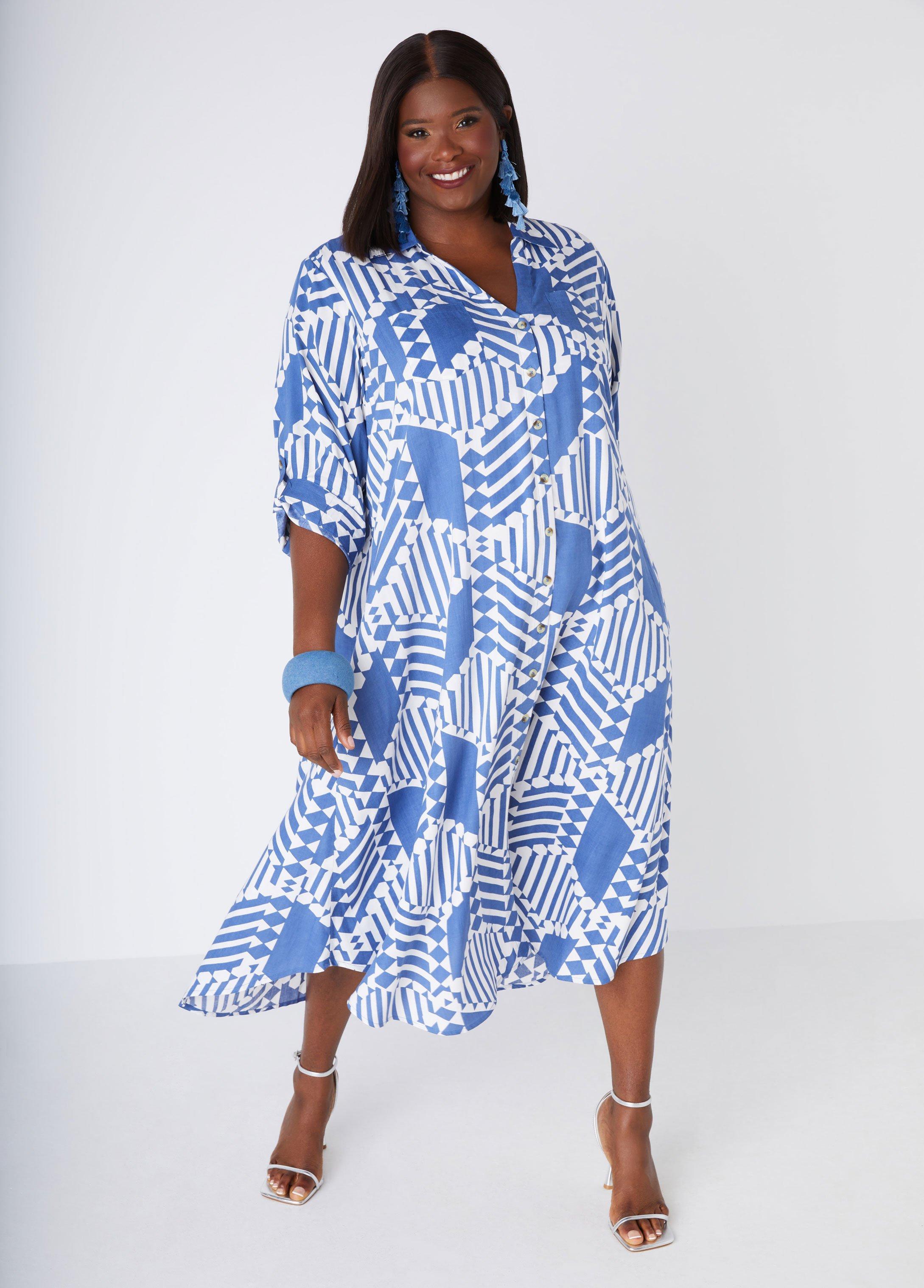 Plus Size Printed Midaxi Shirtdress Ashley Stewart product image