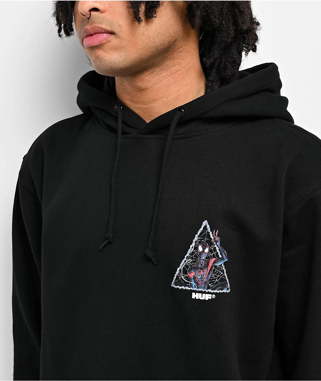 HUF x Spider-Man Universe Miles Triple Triangle Black Hoodie Product Image