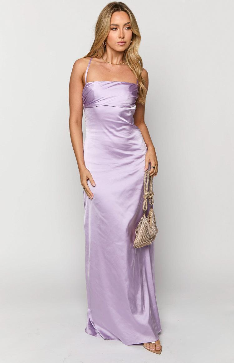 Blaise Lilac Satin Maxi Dress Product Image