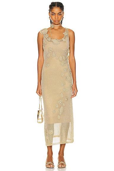 Cult Gaia Pemma Knit Crochet Coverup Dress in Metallic Product Image