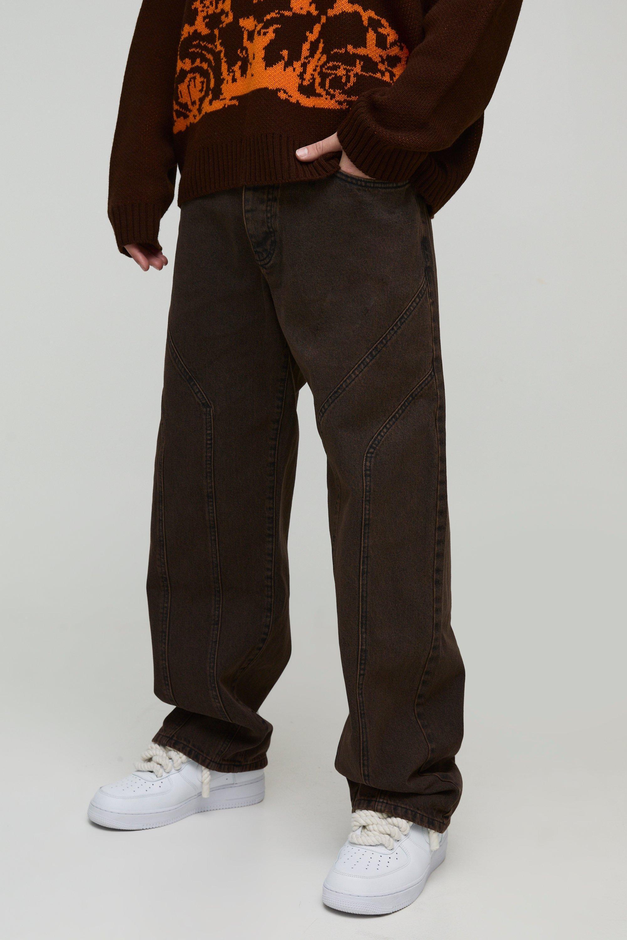 Relaxed Fit Rigid Seam Detail Jeans | boohooMAN USA product image