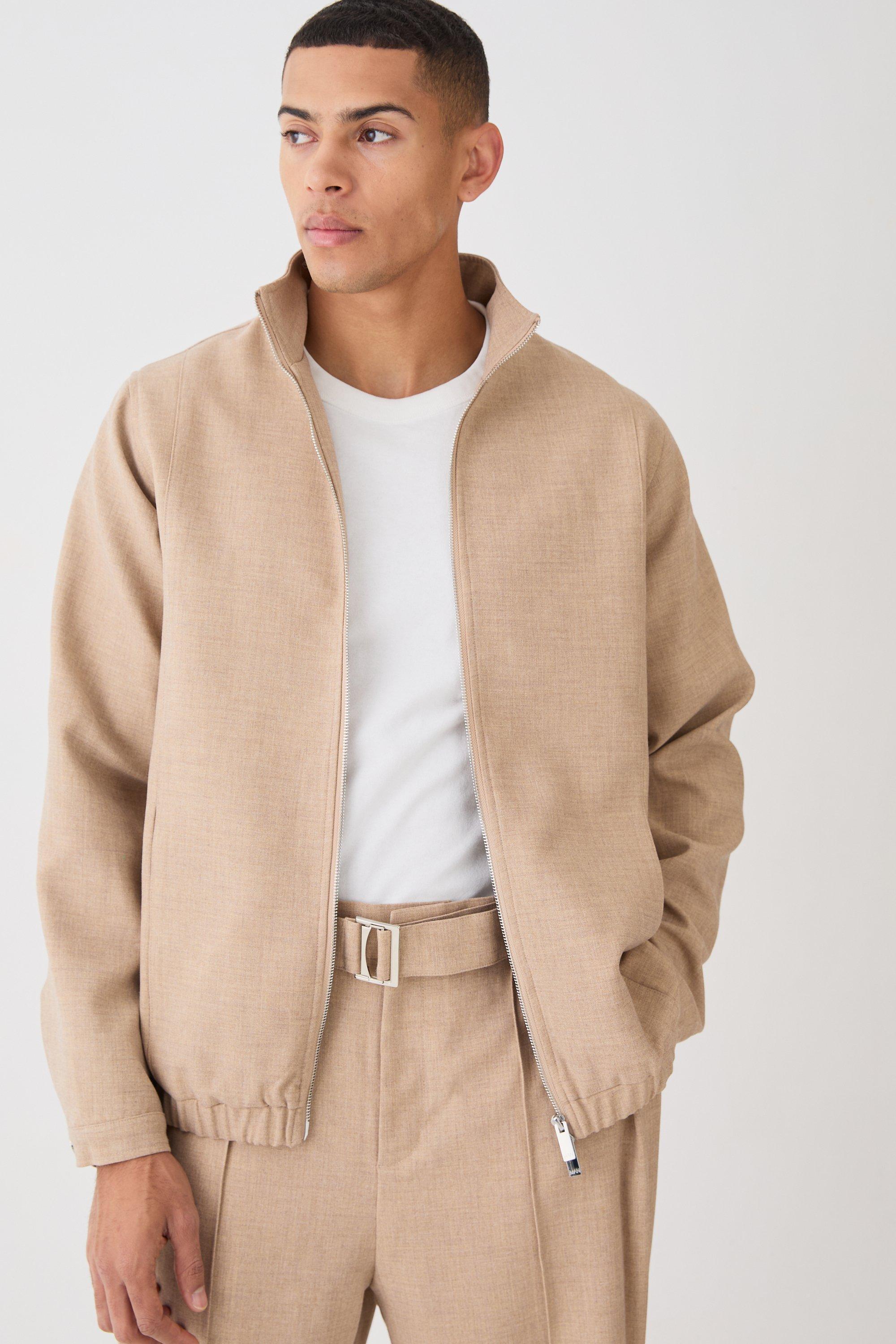 Textured Zip Up Smart Jacket | boohooMAN USA Product Image