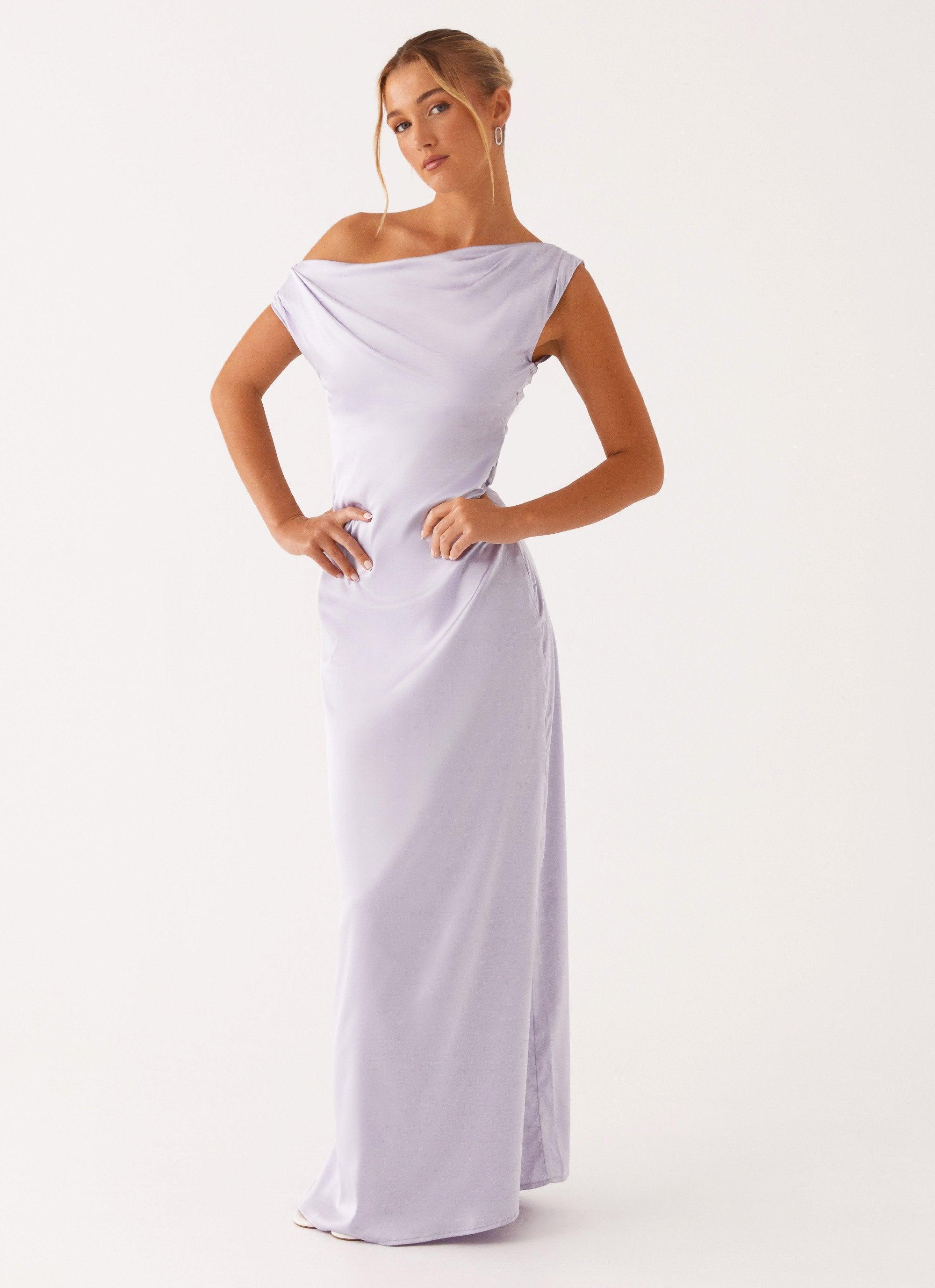 Heart Of Glass Satin Maxi Dress - Lilac Product Image