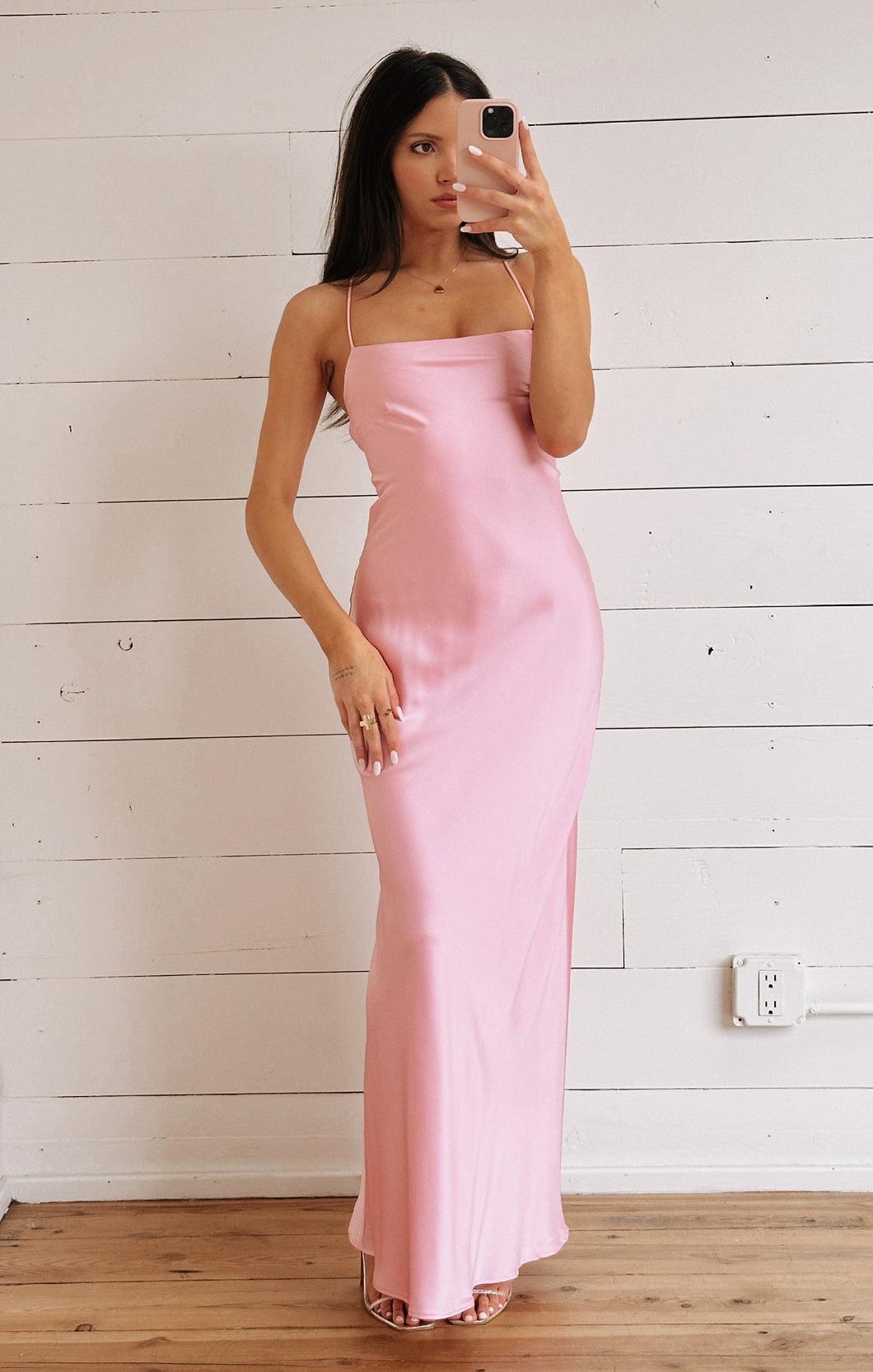 Dani Slip Dress ~ Light Pink Luxe Satin Product Image