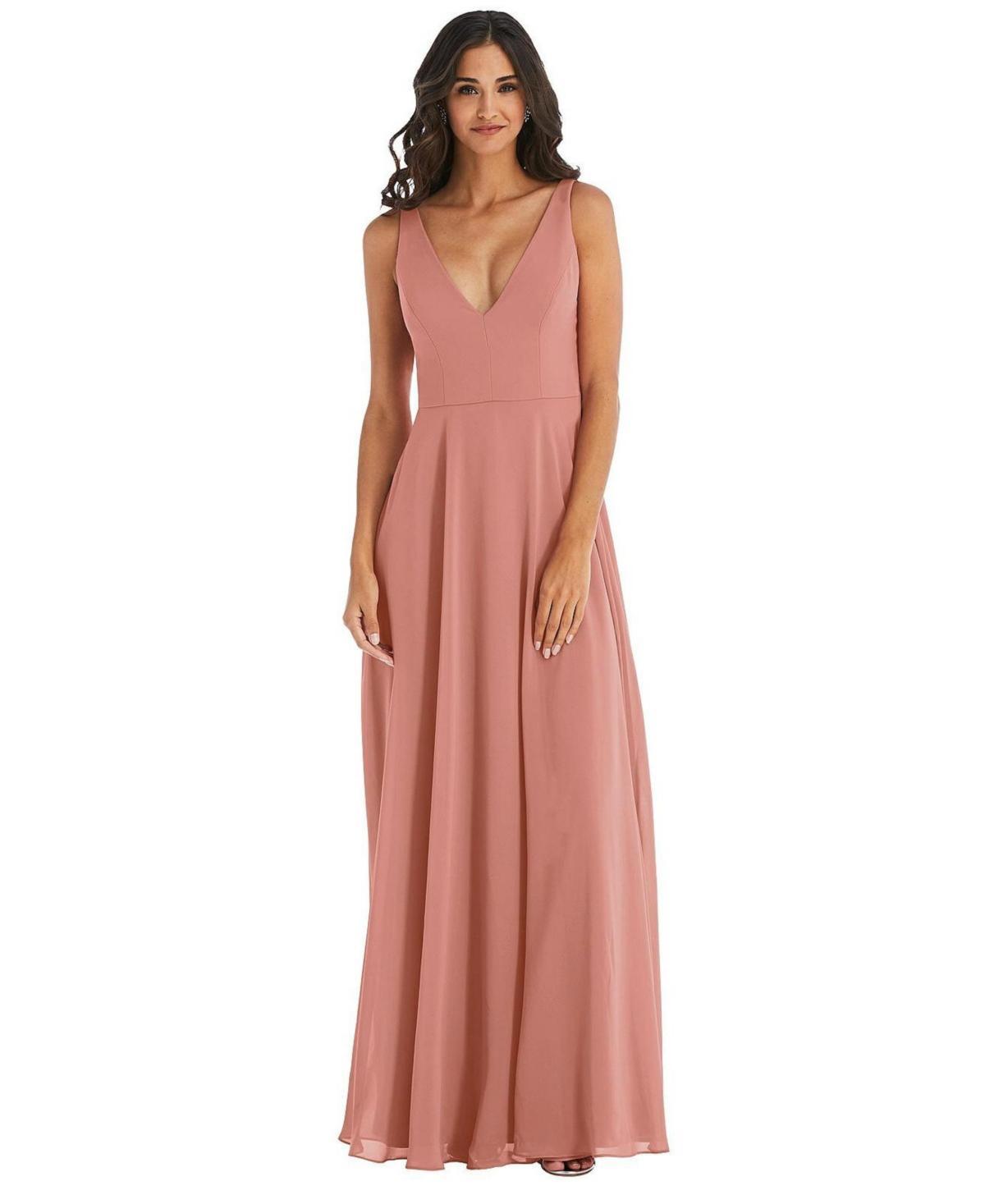 Womens Deep V-Neck Chiffon Maxi Dress Product Image