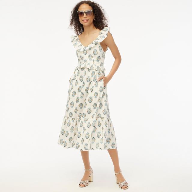 V-neck ruffle midi dress Product Image