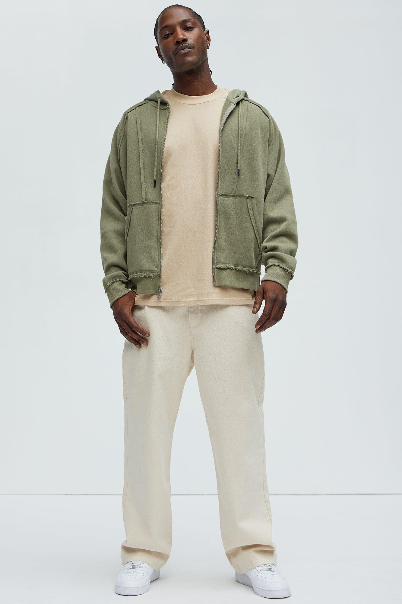 Tyson Deconstructed Oversized Zip Up Hoodie - Green Product Image