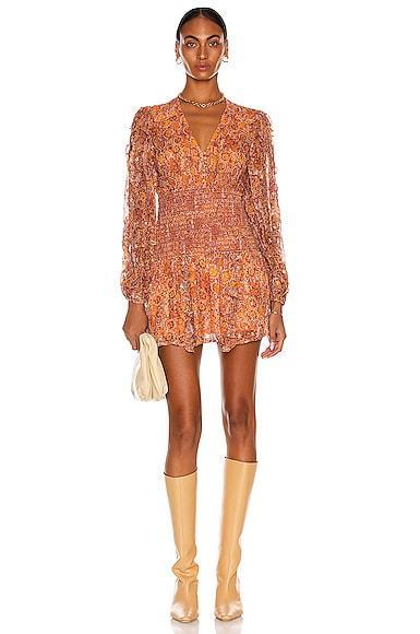 ROCOCO SAND Lar Mini Dress in Orange,Brown product image