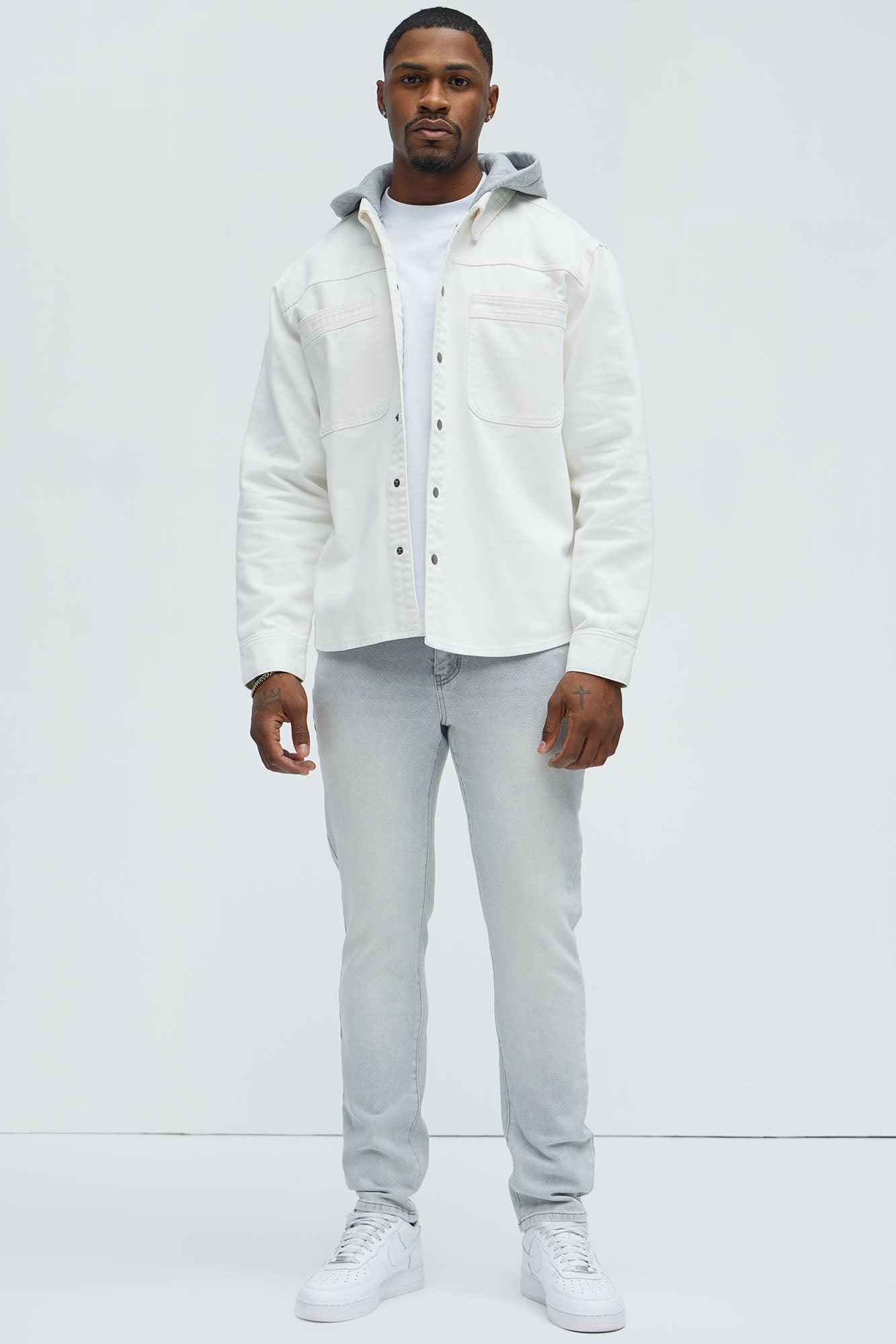 Jackson Lightweight Denim Shacket - White Product Image