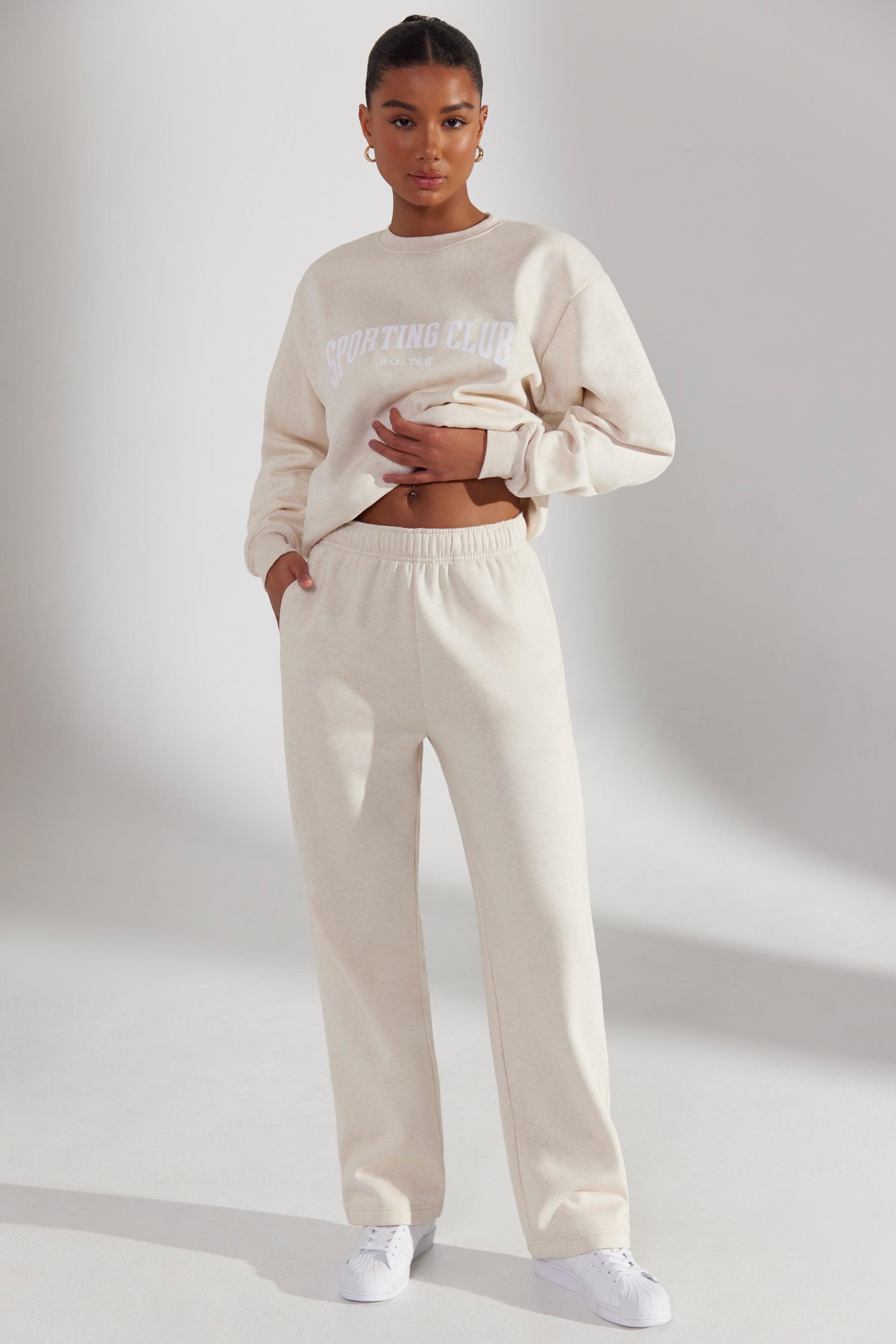 Wide Leg Joggers in Heather Oat Product Image